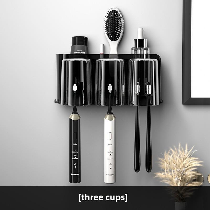 Настенный держатель для зубной щетки и зубной пасты без проколов с чашкой для ополаскивателя полости рта