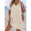 Knitted Tank Dress With Pockets And Deep V Neck For Beach And Travel Use
