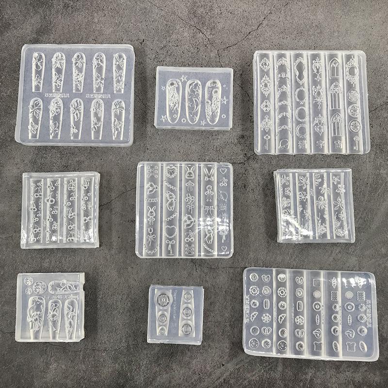 3D Nail Mold Ice Flower Bread Jellyfish Fox Eyeball Stamping Stencils Uv Gel Polish Art Mould Silicone Carving Tool Diy Design