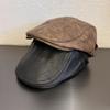 Ретро кожаный берет для женщин с козырьком и коротким полем для осени и зимы