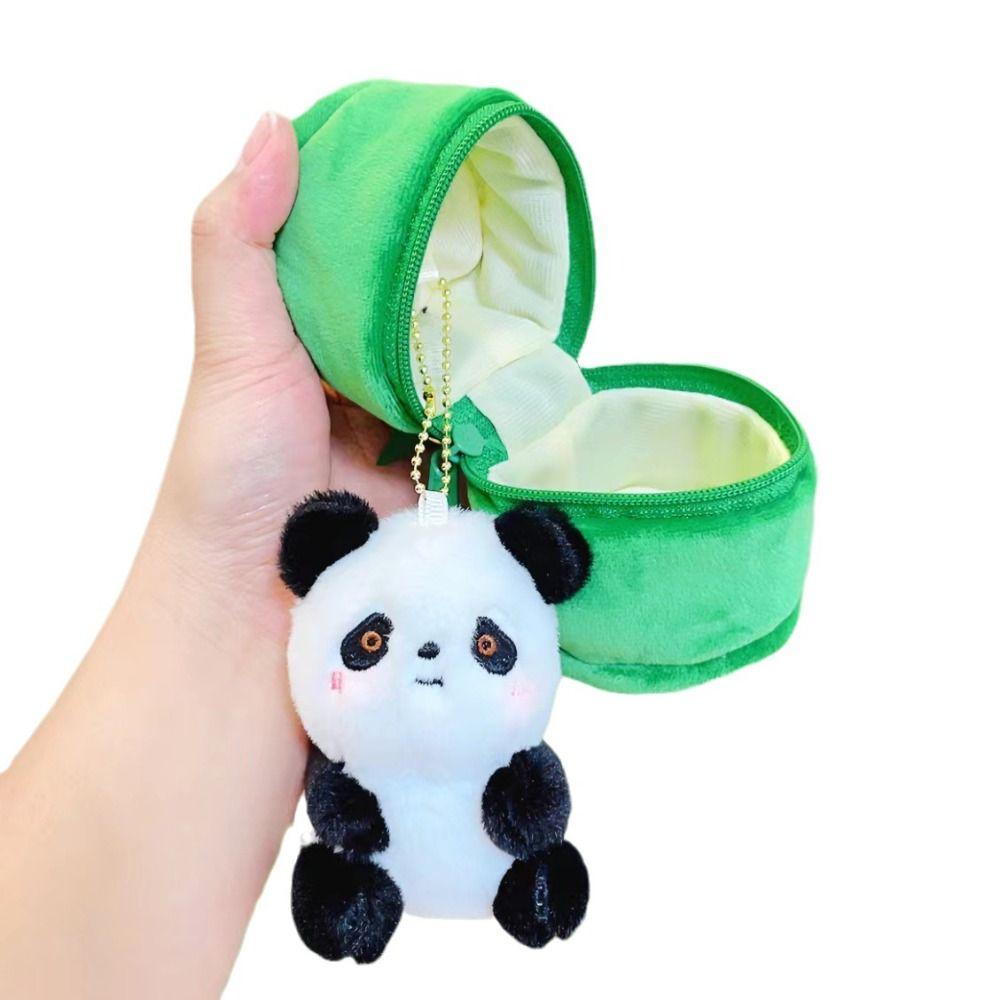 Плюшевый Набивной Кавайный Подвеска в виде Животного Милый Панда с Бамбуковой Трубкой Брелок Модный Унисекс