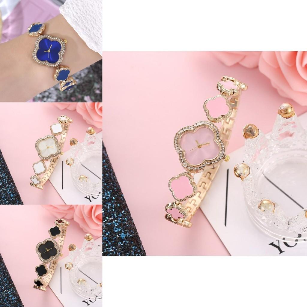 Модные часы-браслет с лепестками и клевером для женщин, кварцевые, оптом от производителя