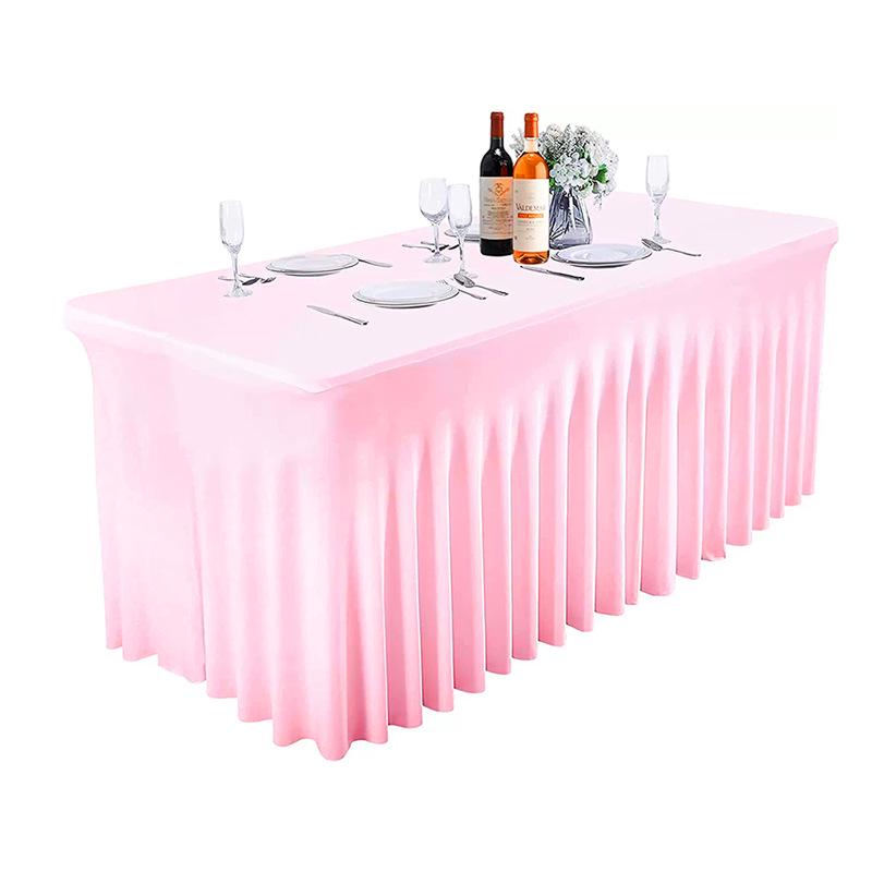Solid Color Stretch Rectangular Table Skirt for Banquets and Conferences