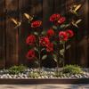 Decorative Garden Accent Red Flower Hummingbird Feeder with Ground Stake, Metal Bird Feeder, Easy Clean Nectar Watering Station for Outdoor Yard Lawn