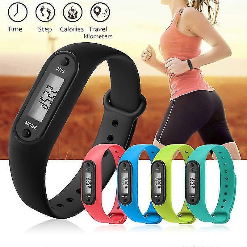Fitness Tracker LCD Digital Pedometer Walking Step Calorie Counter Wrist Watch