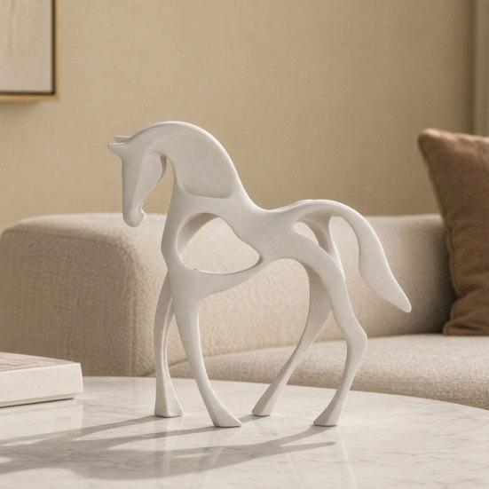 Украшение для офисного стола, 3D-печатная абстрактная статуэтка лошади, минималистичная полая белая фигурка для матового декора, фигурка животного, украшение для дома