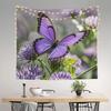 Vibrant Butterfly Floral Tapestry Wall Hanging Purple Lavender Nature Boho Aesthetic Room Decoration Art Print