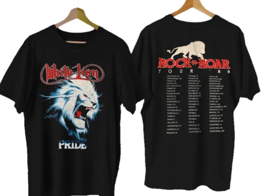 White Lion Pride Tour Band Short Sleeve Unisex All Size Shirt Unisex T-Shirt