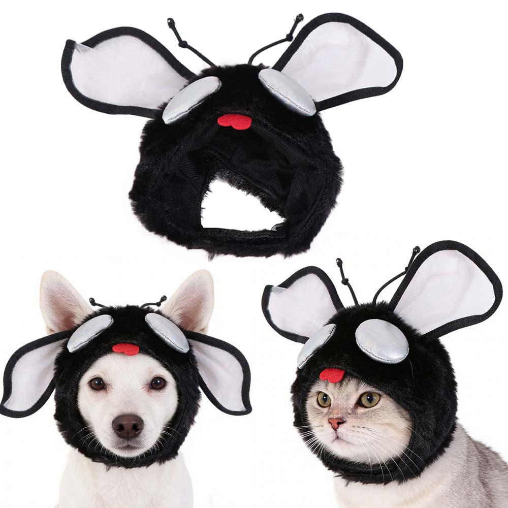 Practical Cute Pet Fly Hat Warm Soft Cat Head Cover Noise Protection Cats Cosplay Costume Winter Season