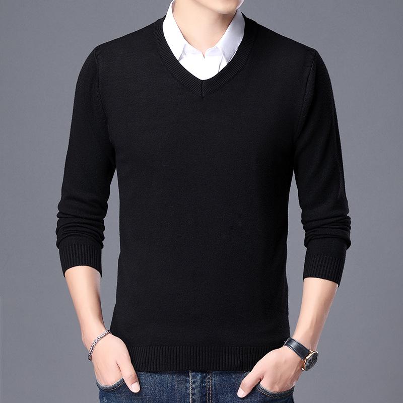 Men S V Neck Long Sleeve Pullover Knit Sweater For Middle Aged Business