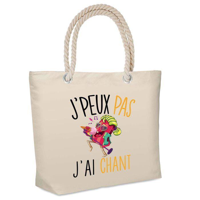 Sac de plage - PLANETEE - Isotherme « Chant J'peux pas » - Coton naturel - Grande contenance - Imprimé en France