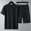 Короткие рукава шорты повседневный спортивный костюм мужской летний мужской комплект из двух частей свободный быстросохнущий большой размер мужская одежда