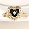 Богемные кольца золотого цвета с сердцем для женщин, черное эмалированное кольцо с сердцем любви, эффектное женское кольцо на палец, модные украшения