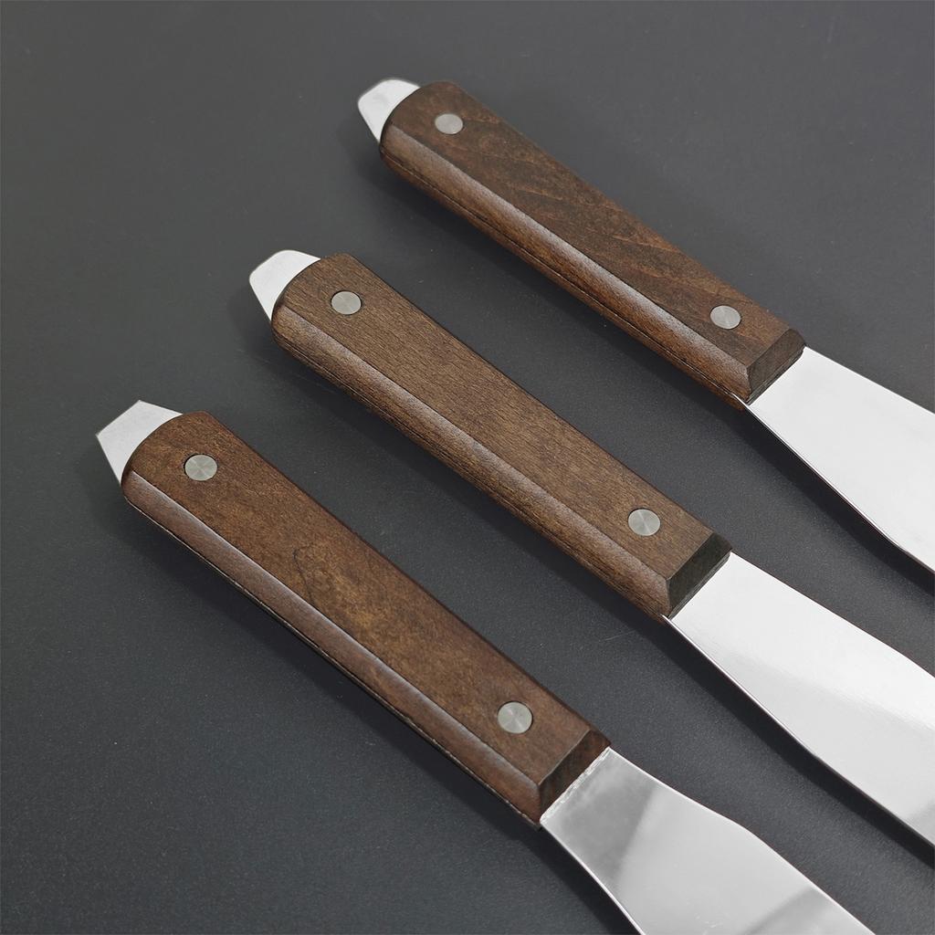 Нож для регулировки краски из нержавеющей стали с деревянной ручкой, нож для смешивания паяльной пасты, инструмент для ракеля для трафаретной печати, аксессуары