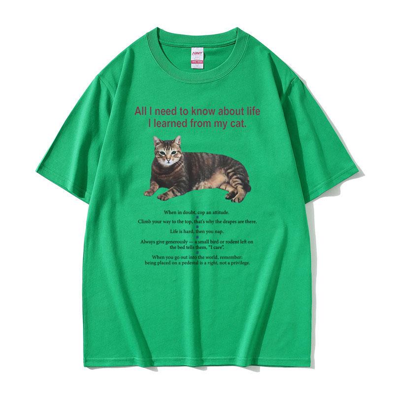 All I Need To Know about Life I Learned From My Cat Graphic Tshirt Unisex Women Cotton Oversized Tshirt Unisex Kawaii Cute T Shirt