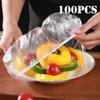 50/100PCS Disposable Food Cover Plastic Wrap Elastic Food Lids For Fruit Bowls Cups Caps Storage Kitchen Fresh Keeping Saver Bag