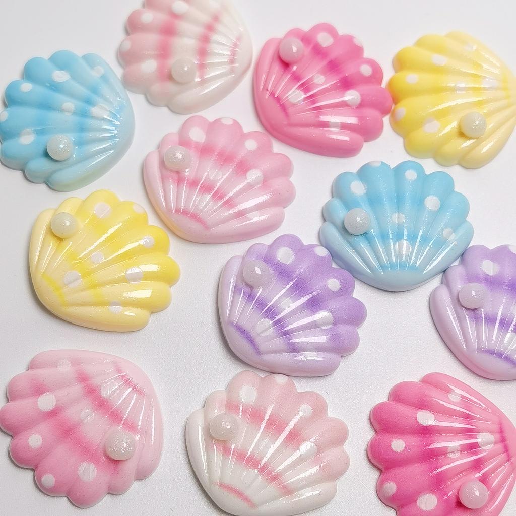 Bulk 100Pcs/Bag Assorted Colorful Seashell Flatback Resin Cabochons Embellishment for Jewelry Making Scrapbooking Keychain Decor