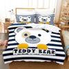 3D Cartoon Bear Bedding Set Cartoon Animal Duvet Cover Pillowcase 2/3 Pieces Girls' Room ES/EU/DE Full Size Children's Room Soft Home Textile