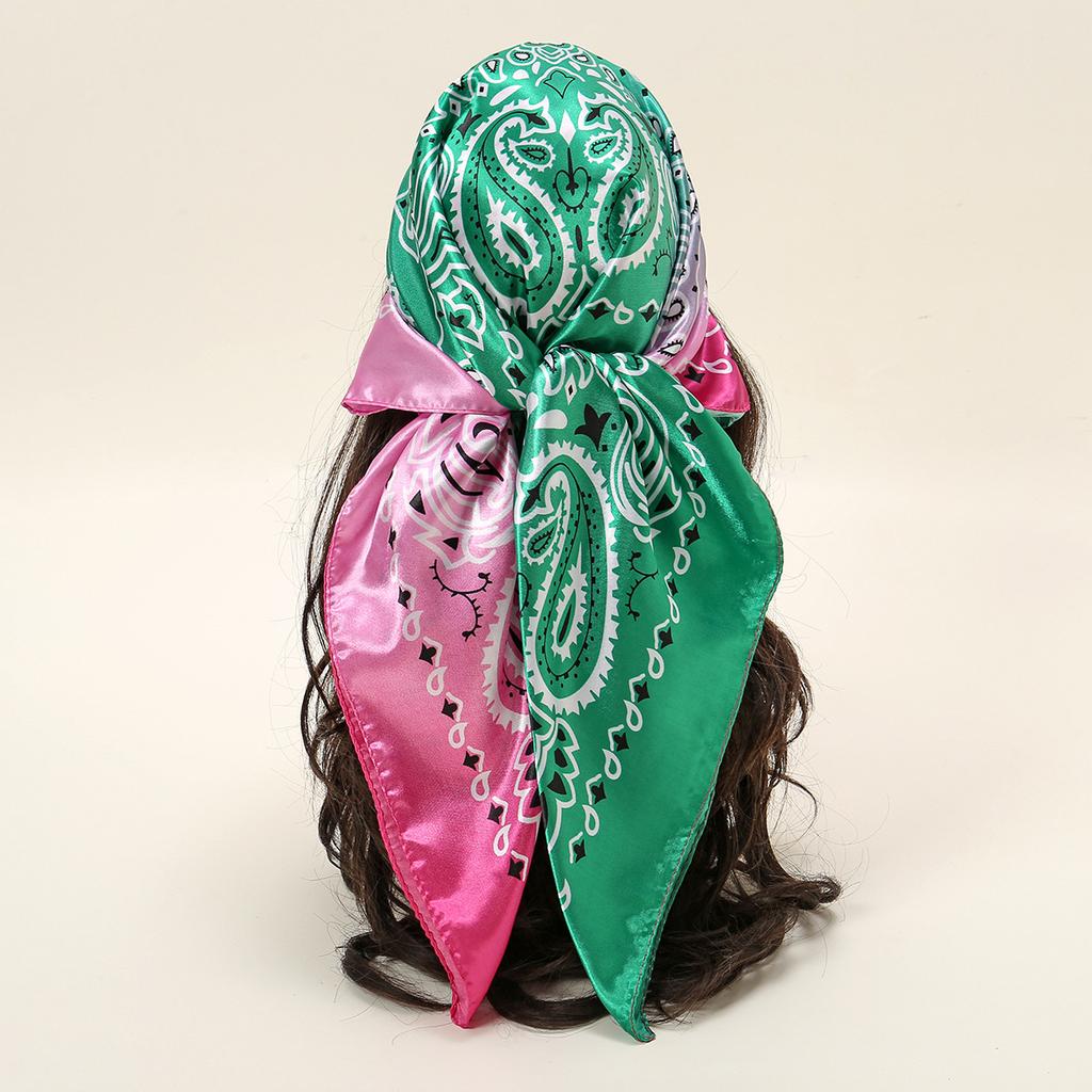 Spring and Autumn Women's Cashew Print Square Scarf Fashion Commuting Versatile Headscarf Stained Rose Square Scarf