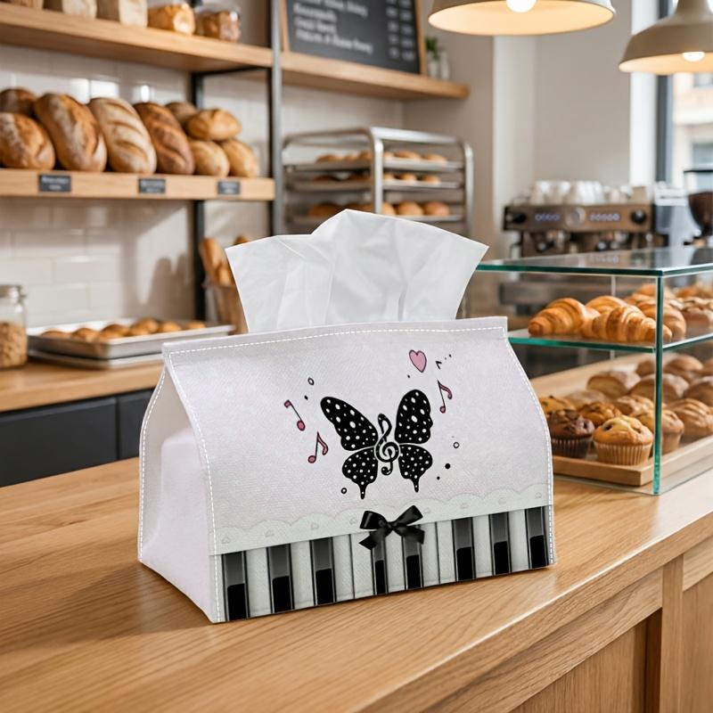 2D Flat, 1 Minimalist Decorative Symbol, Butterfly Bow Design - Tissue Box | Suitable for Home, Office, Vehicle, and Outdoor Gatherings, Rectangular S