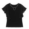 Summer Women's European T-Shirt Sexy O-Neck Hollow Out Hot Diamonds Design Tops Ladies Chic Short Sleeve Slim Tees