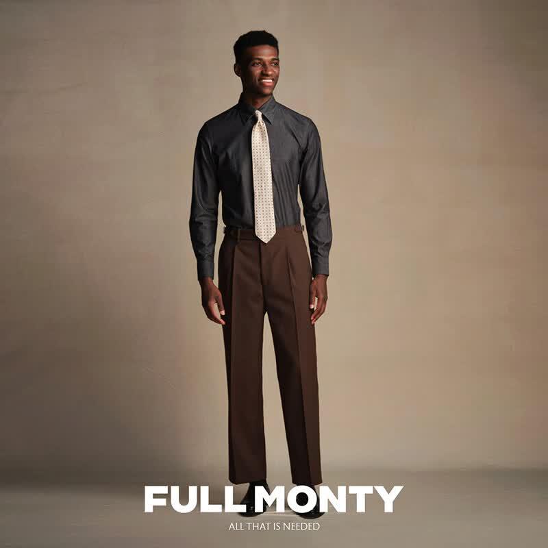 FULL MONTY Мужская хлопковая рубашка с длинным рукавом в стиле business casual