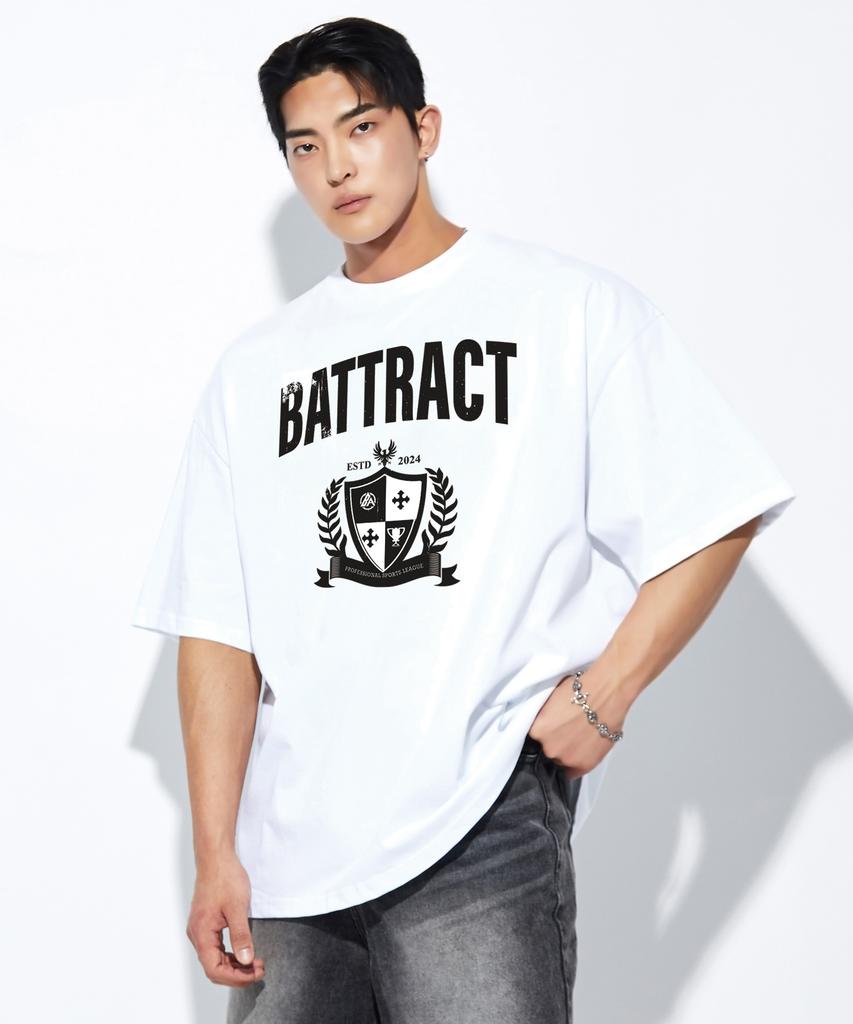 BATTRACT Shield Print Oversized Short Sleeve_White