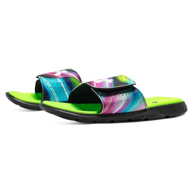 Under Armour Ignite Pro Graphic Strap Slide Голографические мужские кроссовки Black Lime-Surge 3026024-002