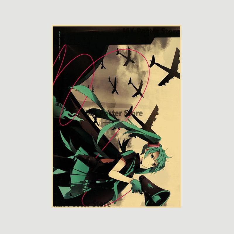 Аниме идол мультфильм певец Мику плакат HD печать крафт-бумага ретро настенные художественные фотографии спальня декоративная живопись домашний декор подарки