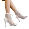 Strappy Wedge Sandals for Women,Plus Size High Heel Sandals,New Breathable Mesh Sandals Lace Up Peep Toe High Heels