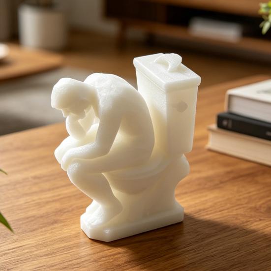 Статуэтка Мыслителя, Забавный Мужчина на Туалете Думающий Статуя, 3D-печатное Новое Украшение для Ванной Комнаты, Книжной Полки в Офисе, Настольный Декор