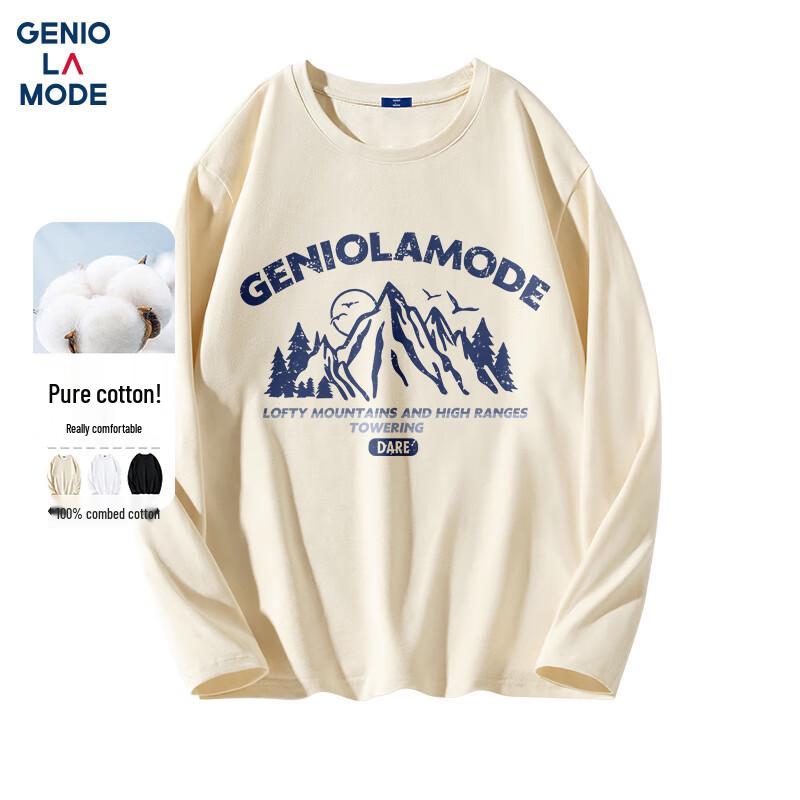 Мужская футболка GENIOLAMODE из чистого хлопка, осенняя, с длинным рукавом