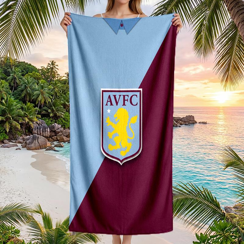 Aston Villa Football Beach Towel Soft Microfiber Summer Towel Quick Dry Absorbent Towel for Beach Swimming Pool Travel