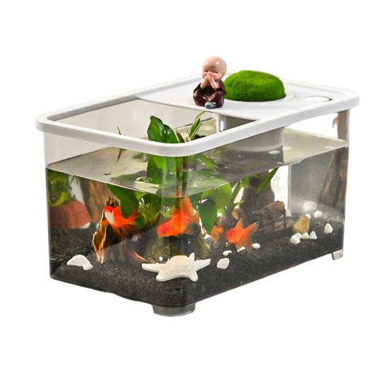 Plastic Fish Tank Small Betta Fish Tank with Hanging Basket Household Aquarium Turtle Tank