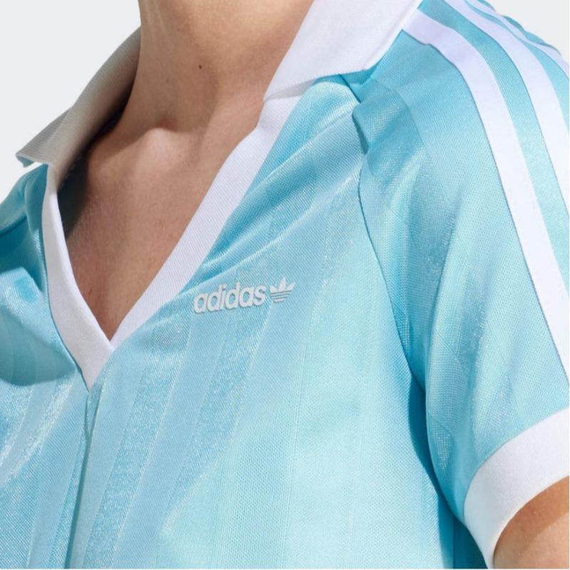 adidas Originals Clover Logo Print Повседневная футболка с короткими рукавами Женские топы Голубые IR9779