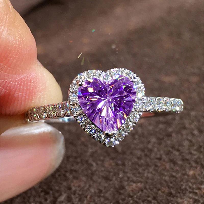 Эстетические кольца Huitan в форме сердца для женщин, блестящие кубические цирконии, аксессуары для пальцев, изысканные помолвочные украшения