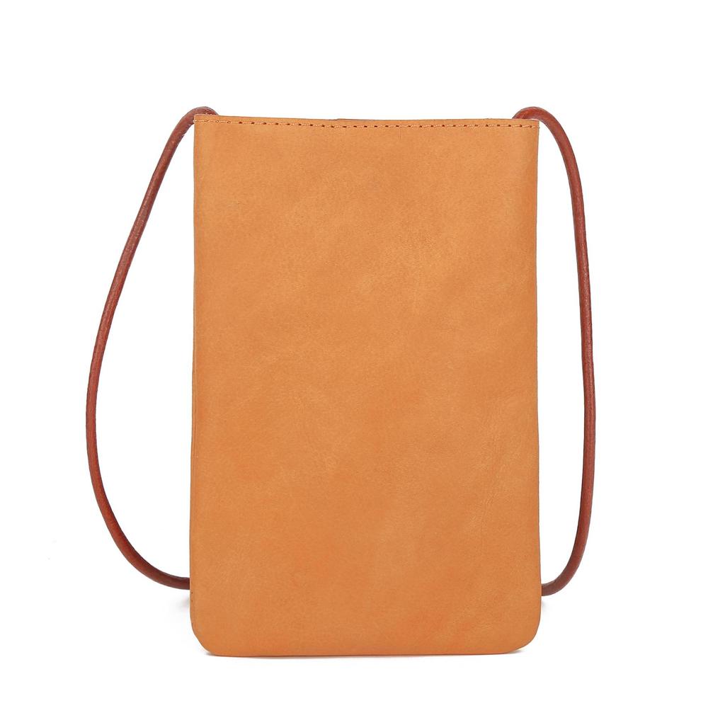 Genuine Leather Women's Mini Crossbody Cell Phone Bag - Simple, Solid Color, Versatile Shoulder Handbag for Outdoor Fashion
