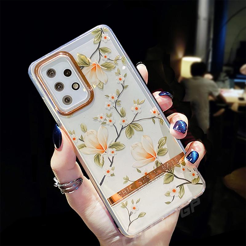 Мягкий силиконовый чехол Flower Leaf для Samsung Galaxy A12 A52 A72 5G A51 A71 S20 FE S21 S30 Plus Ultra iPhone 12 11 Pro Max 8 7 Plus прозрачная задняя крышка