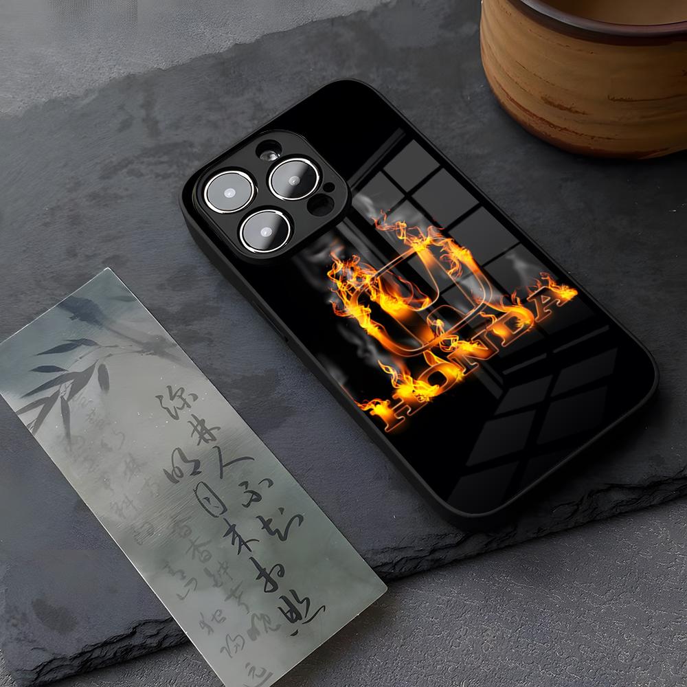 H-hondaes Performance Cars Чехол для телефона Закаленное стекло Для IPhone 14 15 16 13 12 11 Pro XS Max Plus Mini 16e Coque SM1