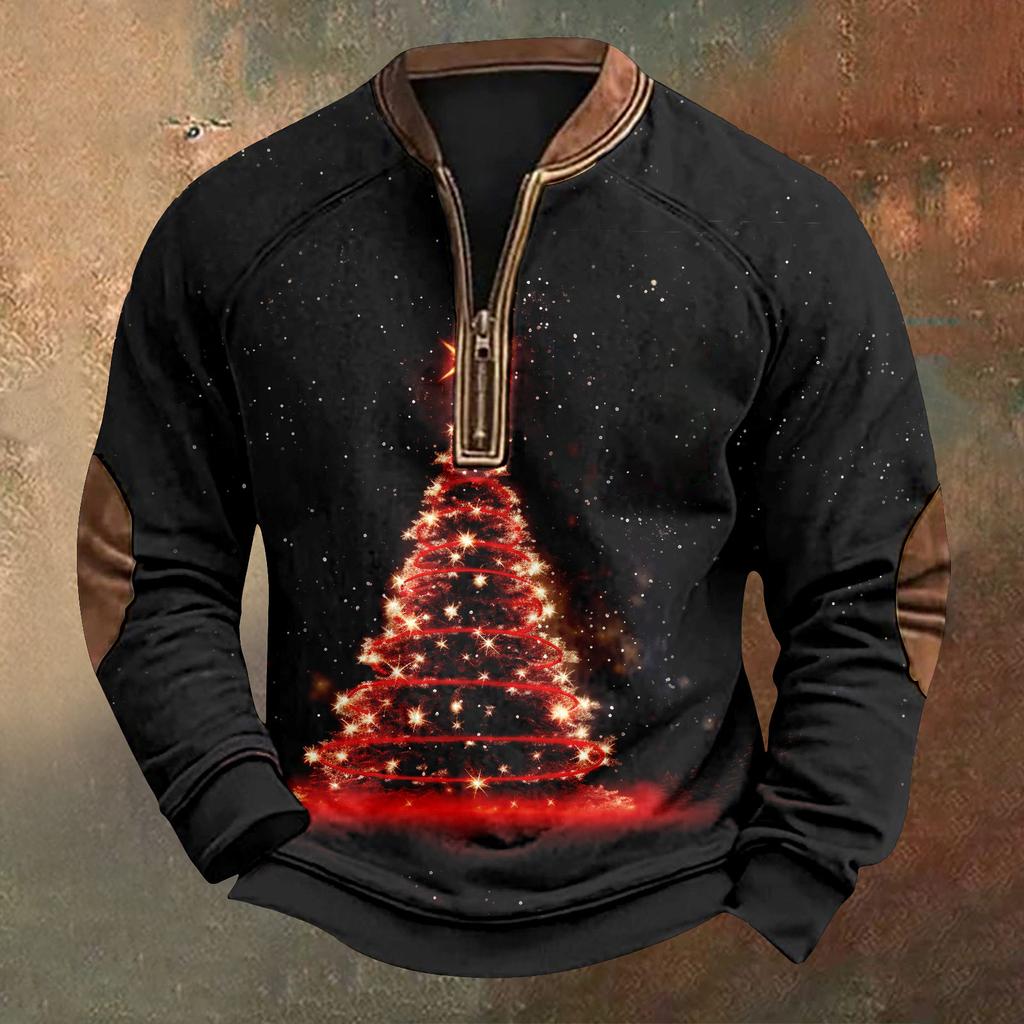 Мужская рождественская ретро-повседневная толстовка на молнии