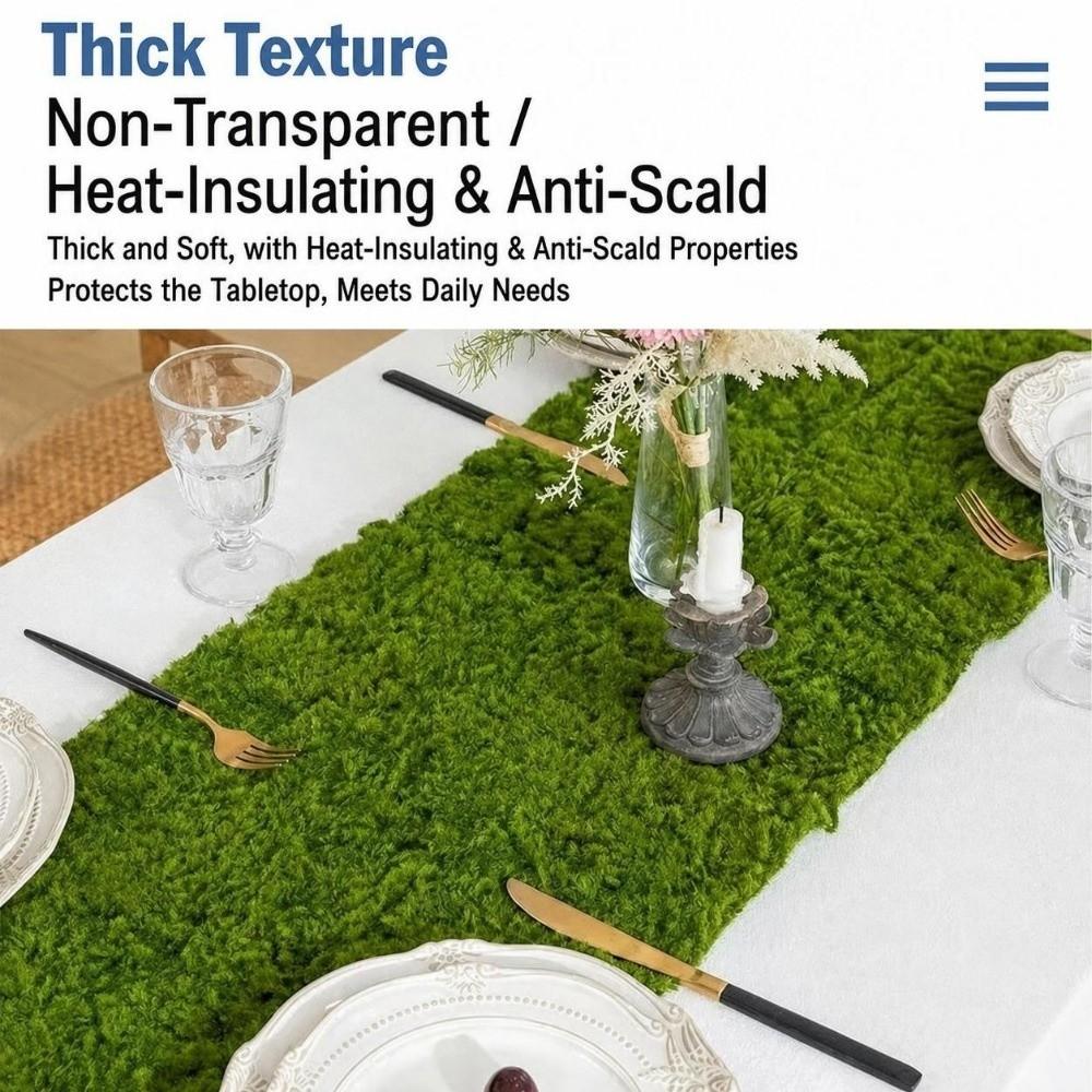 Green Turf Table Runner Width 30cm Simulation Moss Tablecloth  Spring Summer Event