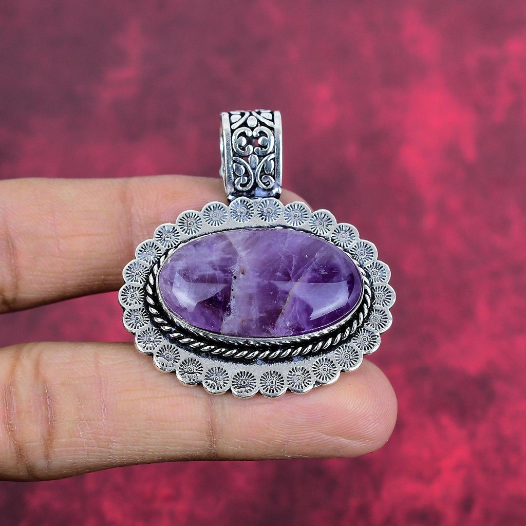 Подвеска с аметистом, ювелирные изделия из драгоценных камней, подвеска из цельного серебра 925 пробы, подарок для женщин, подвеска ручной работы