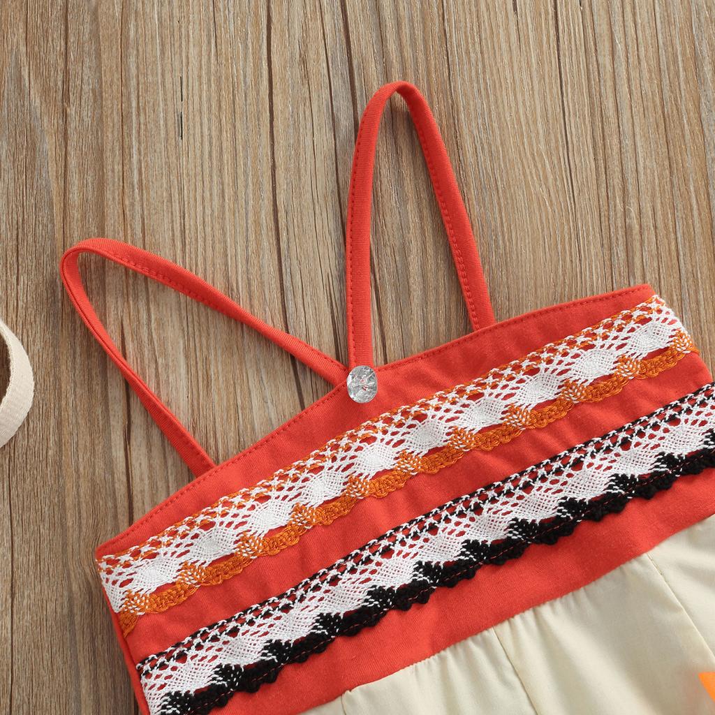 Повседневный комбинезон для девочек с цветочным декором, абрикосовый пэчворк, безрукавный комбинезон с открытыми плечами, 0-24 месяца