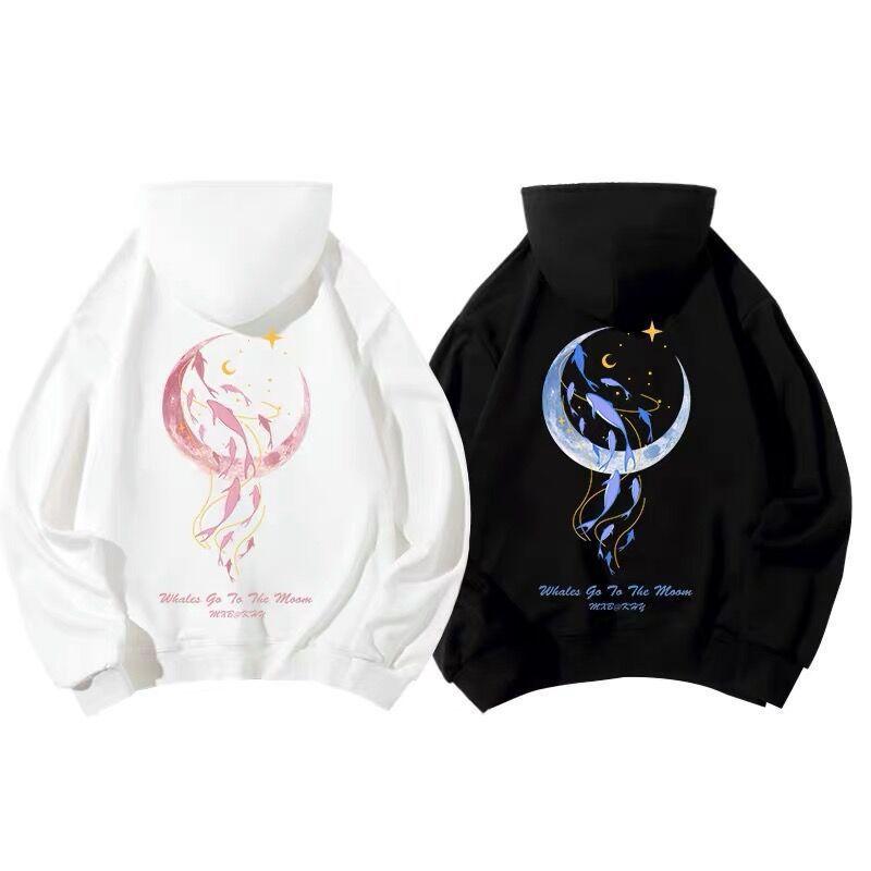 Women Hoodies Moon Letter Printed Sweatshirt Lovers Couples Hoodie Hooded Sweatshirt Matching Casual Pullovers Tracksuits
