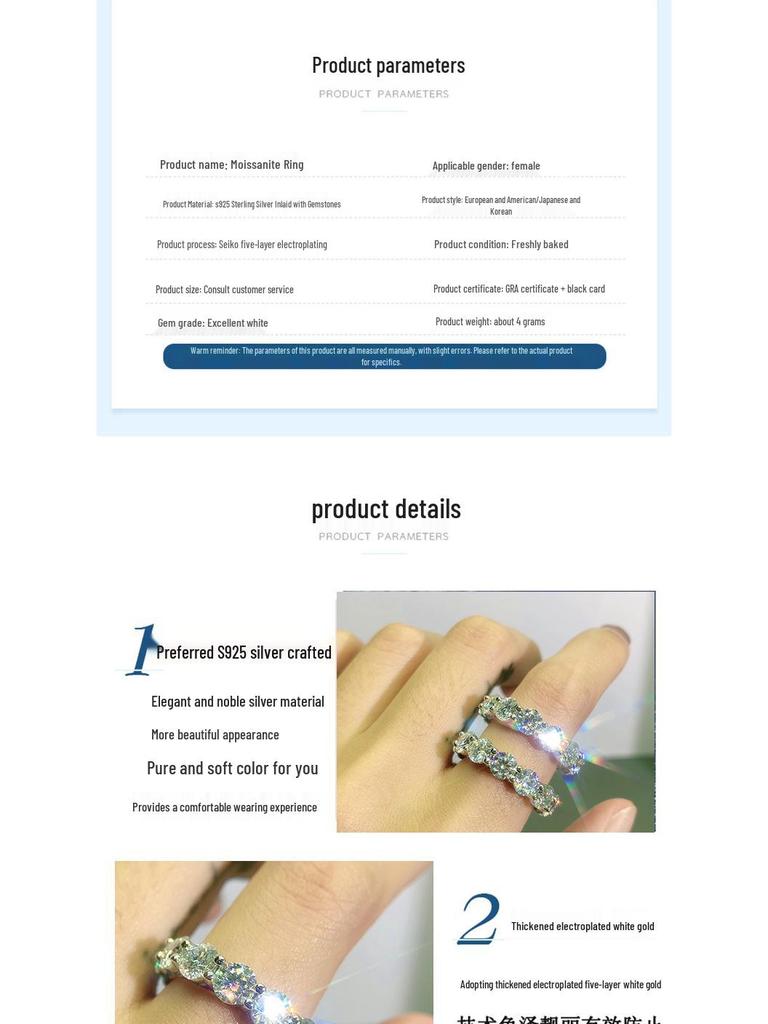 Помолвочное кольцо с муассанитом цвета D: Вечное кольцо из белого золота 18 карат с бриллиантами, покрытие из стерлингового серебра, платина 950 пробы, для указательного пальца