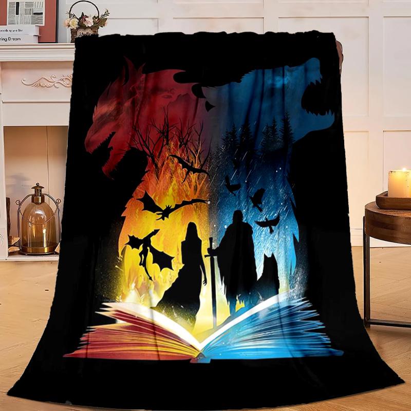 1PC Game Of dragon Fantasy Flannel Blanket Gift, Suitable for Both Men And Women, Soft Ideal for Beds And Sofa, Birthday Or Christmas Gift