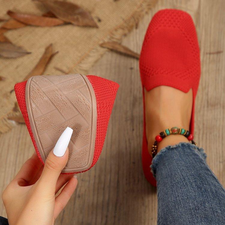 Большие размеры Lazy One Foot Stirrup Casual Shoes, квадратный носок, плоская подошва, ажурное переплетение, однотонные туфли