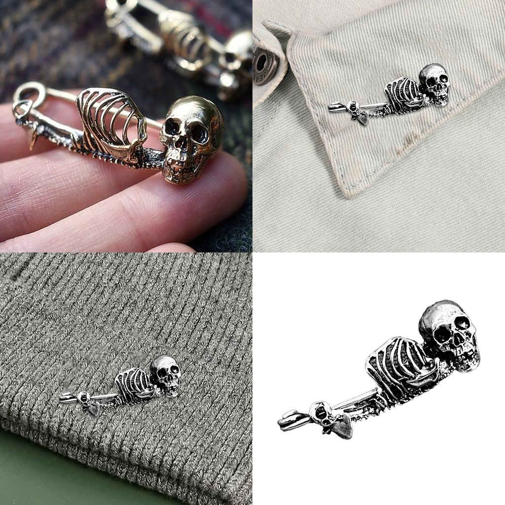 Vintage Skull Brooch Pin Metal Unique Personality Designs for Women Men Unisex Hat & Clothing Decorative Accessories