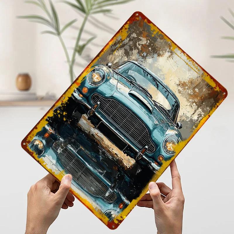 Старинный Автомобиль Отражение Жестяной Плакат Индивидуальное Настенное Искусство Винтажные Металлические Знаки Ретро Жестяная Табличка для Игровой Комнаты Декор Уютный
