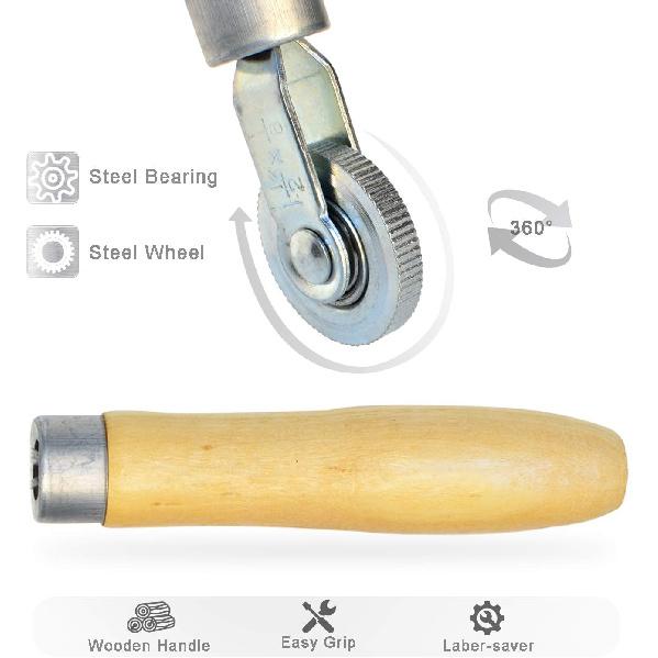 Tire Patch Roller Wooden Handle 1 1/2" Dia Tire Repair Tool (6Mm)